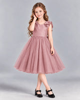 Dusty Rose Ball Gown Girls Formal Dress Front