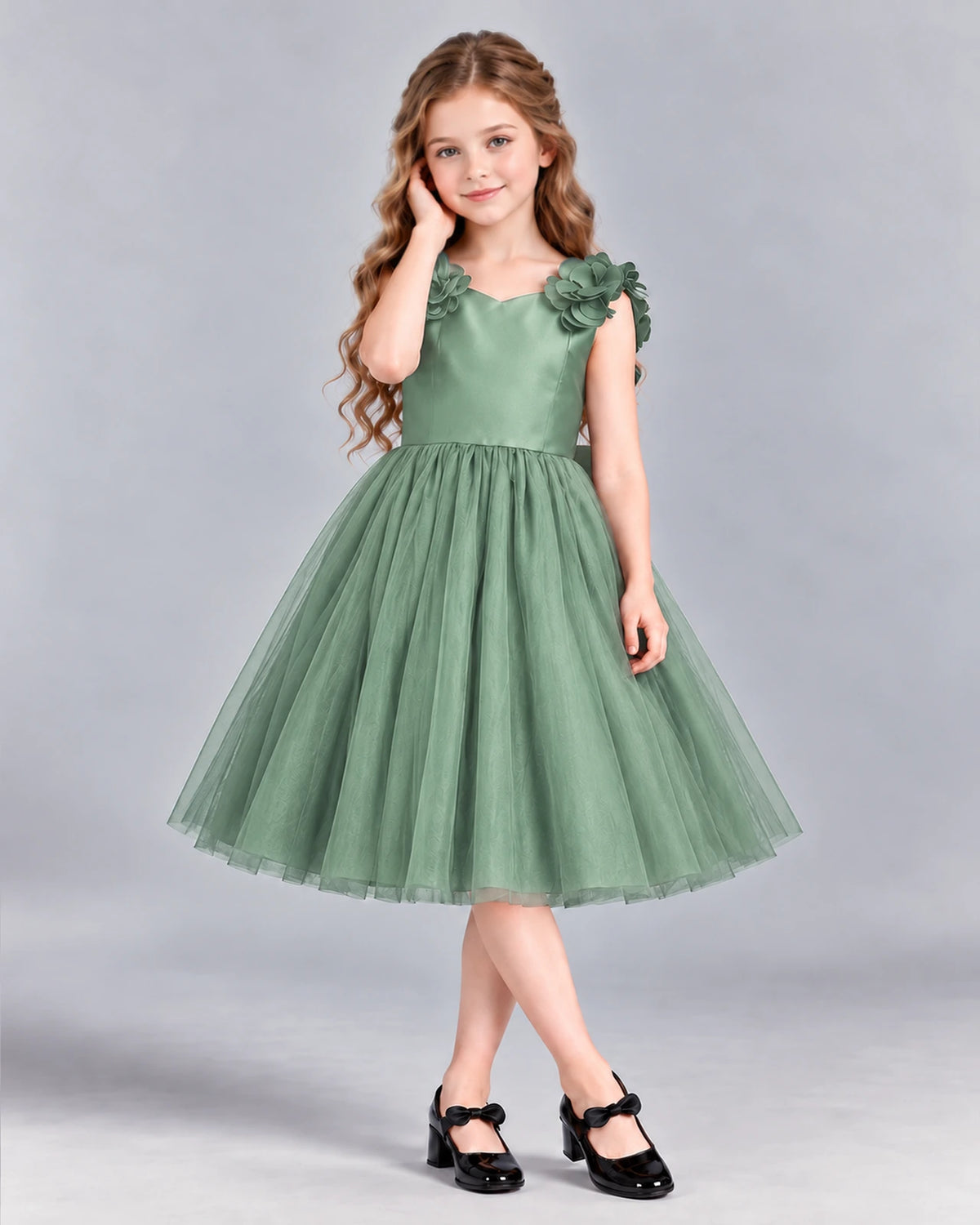 Eucalyptus Ball Gown Girls Formal Dress Front