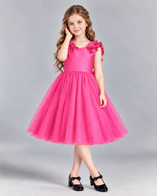 Hot Pink Ball Gown Girls Formal Dress Front