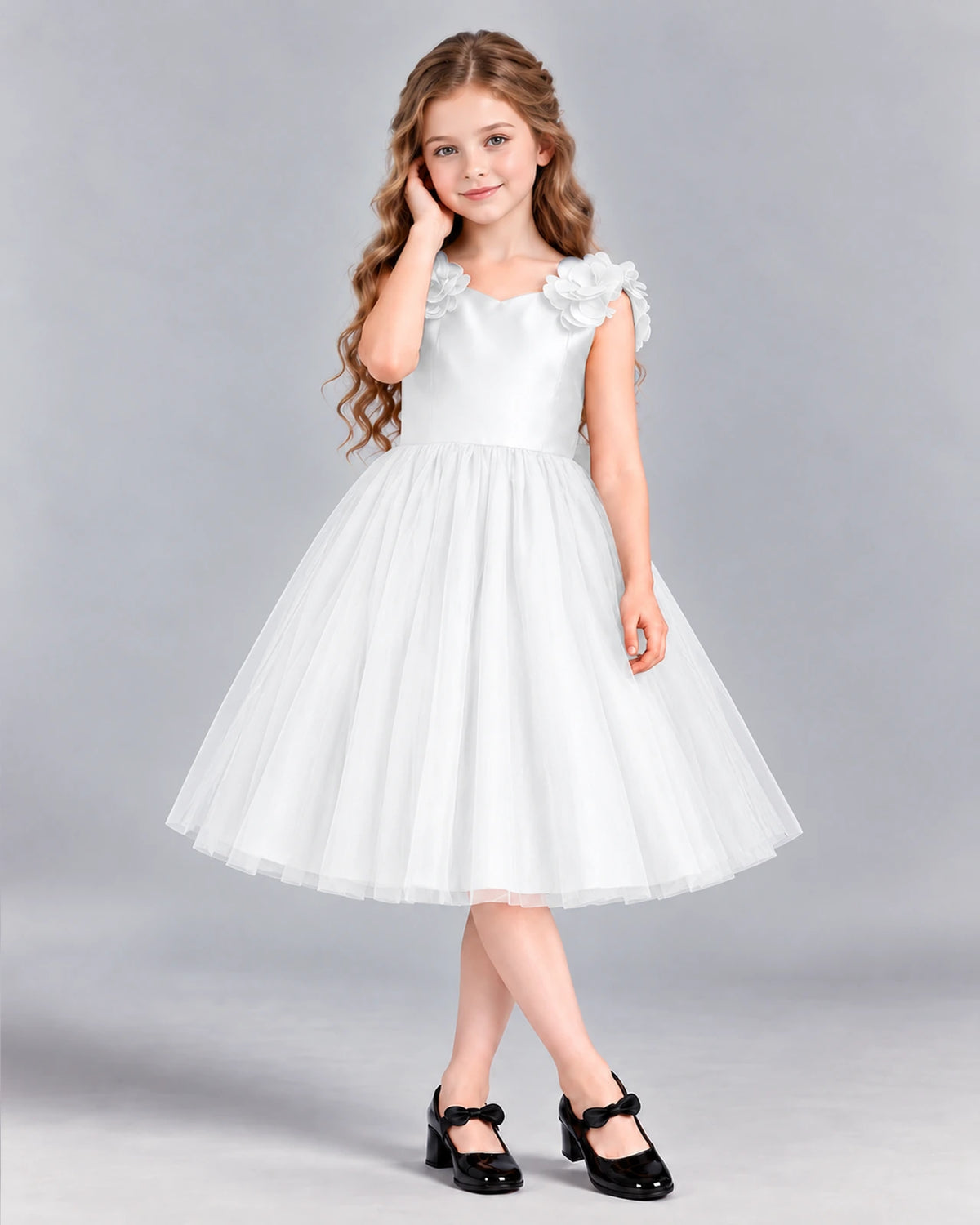 Ivory Ball Gown Girls Formal Dress Front