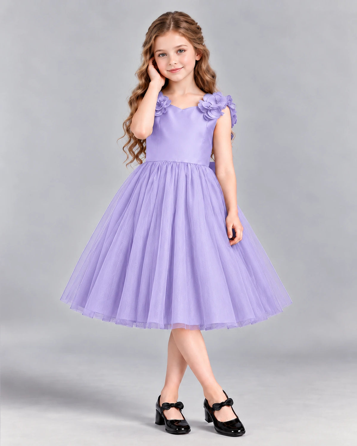 Lavender Ball Gown Girls Formal Dress Front