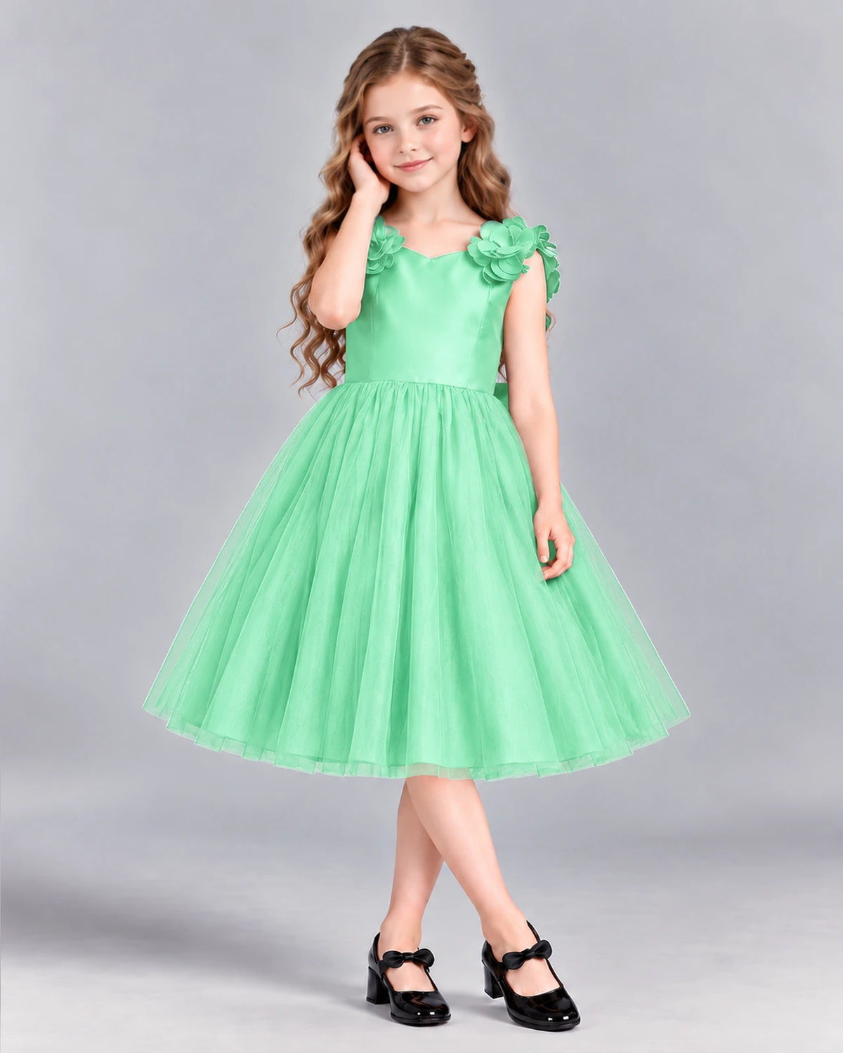 Mint Green Ball Gown Girls Formal Dress Front