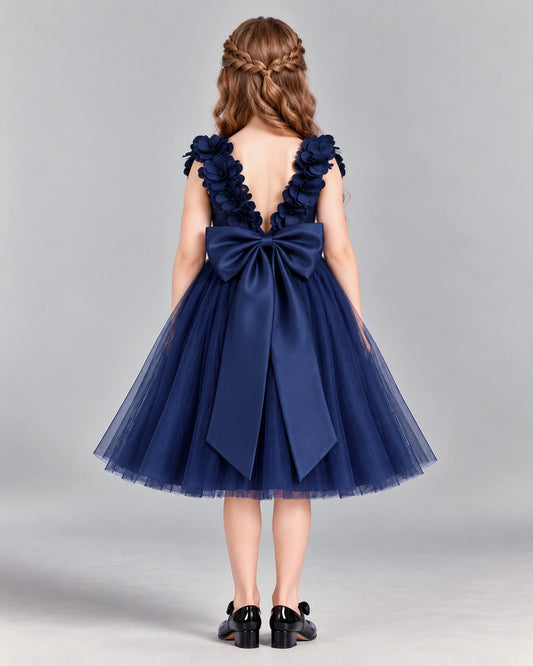 Navy Blue Ball Gown Girls Formal Dress Back [Shared]