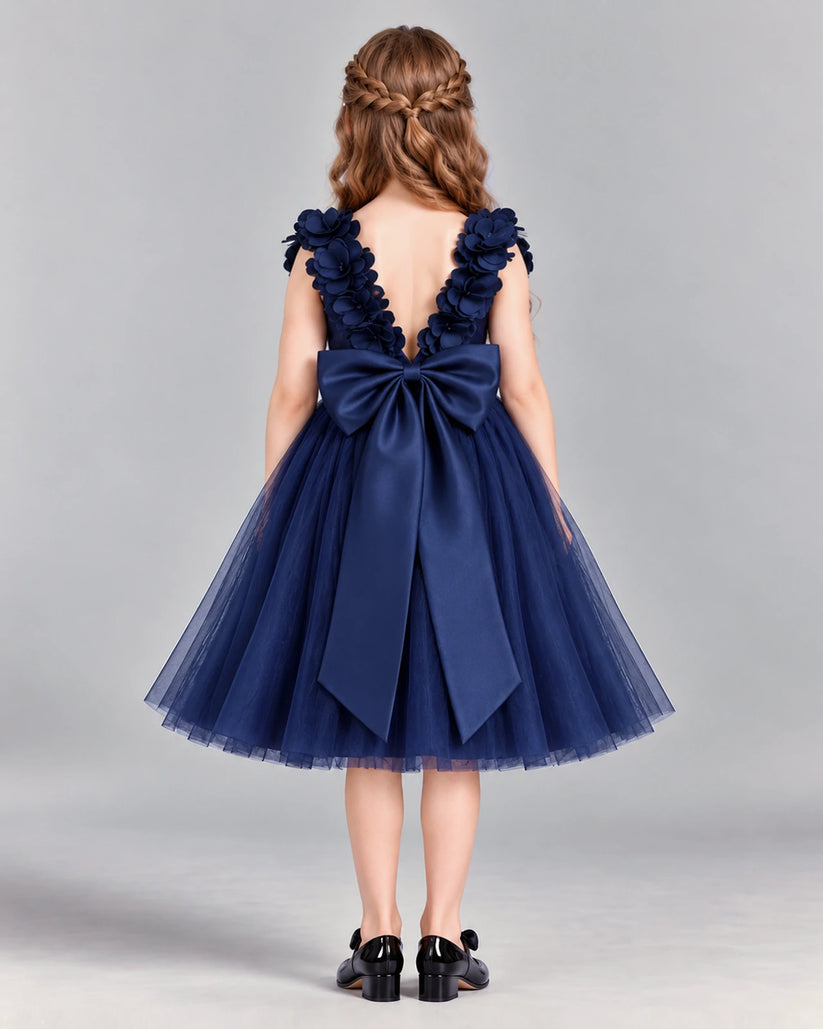Navy Blue Ball Gown Girls Formal Dress Back [Shared]