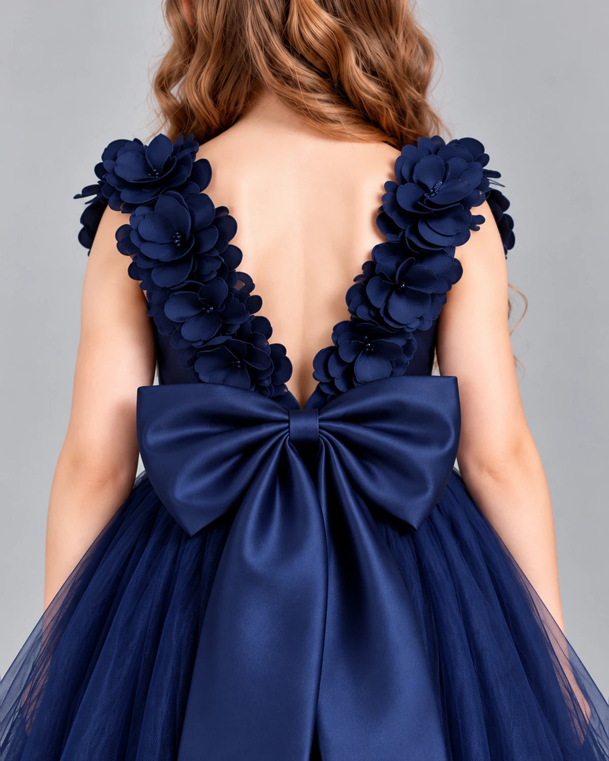 Navy Blue Ball Gown Girls Formal Dress Back_Detail [Shared]