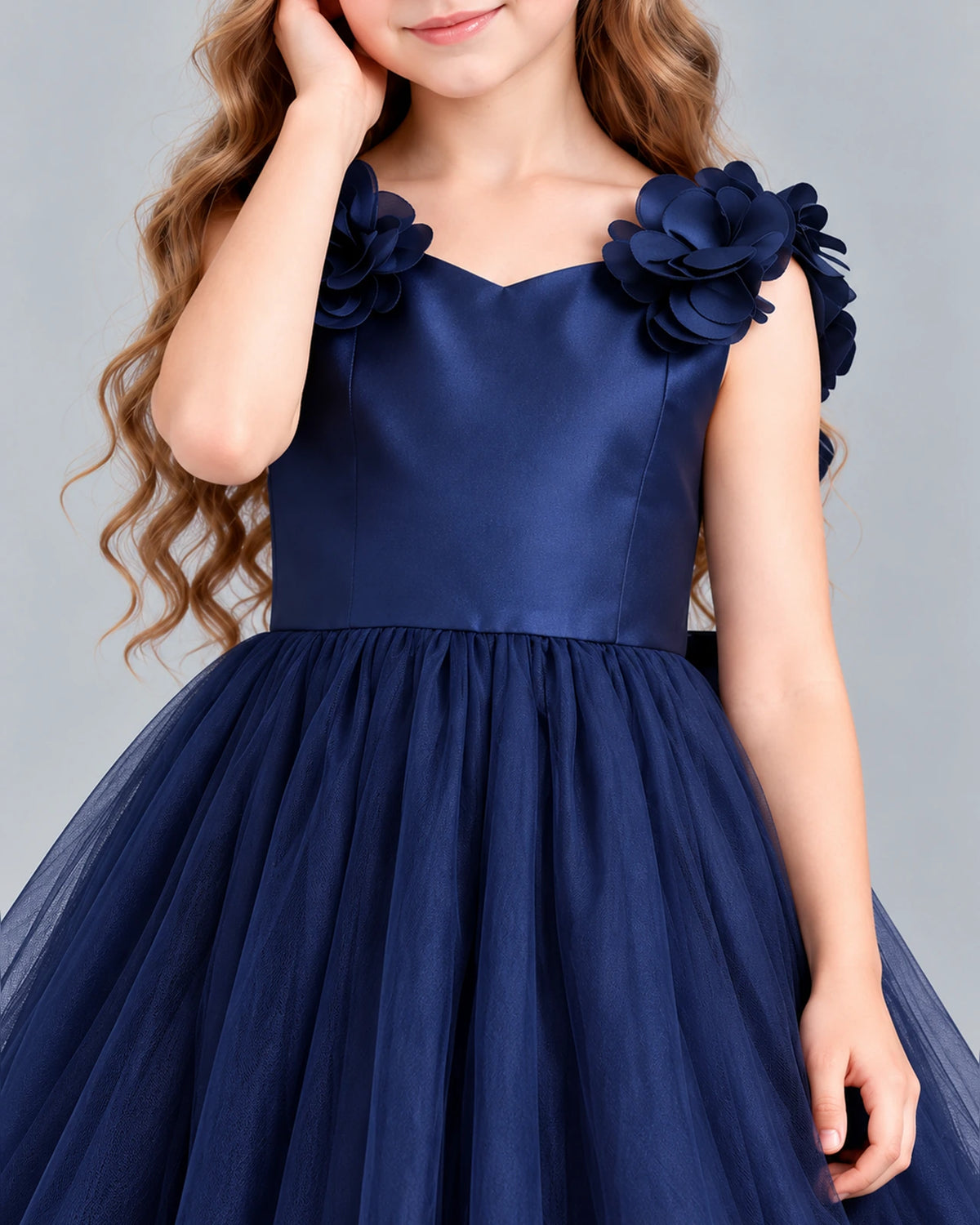 Navy Blue Ball Gown Girls Formal Dress Detail [Shared]
