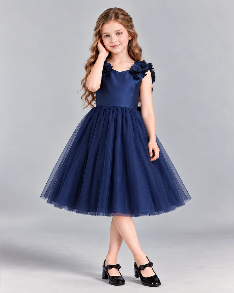 Navy Blue Ball Gown Girls Formal Dress Front