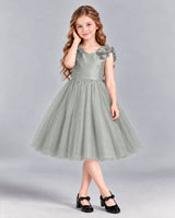 Silver Ball Gown Girls Formal Dress Front