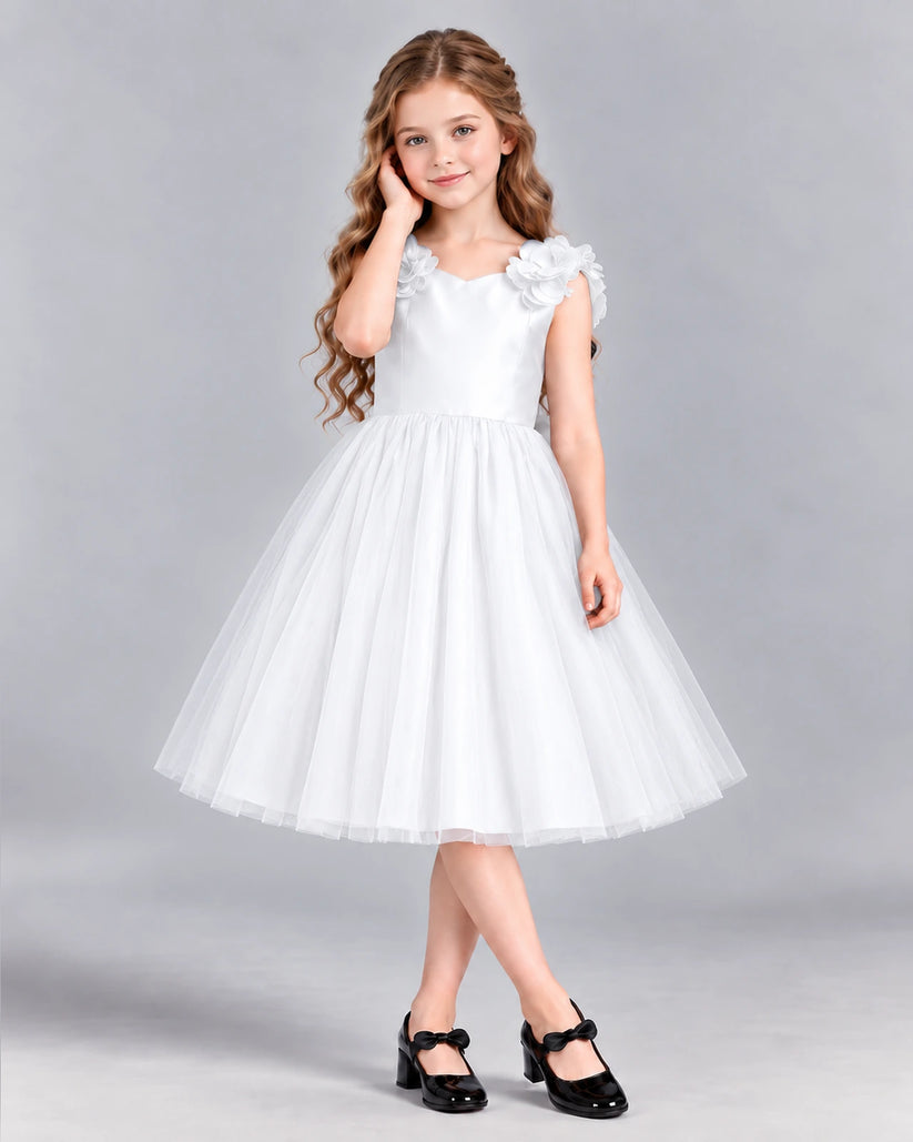 White Ball Gown Girls Formal Dress Front
