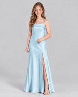 Baby Blue A-line Junior Bridesmaid Dress Front