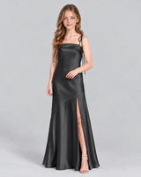 Black A-line Junior Bridesmaid Dress Front