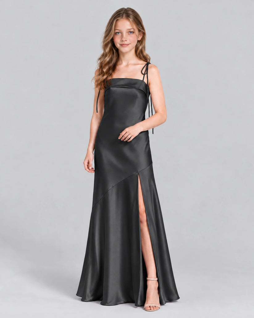 Black A-line Junior Bridesmaid Dress Front