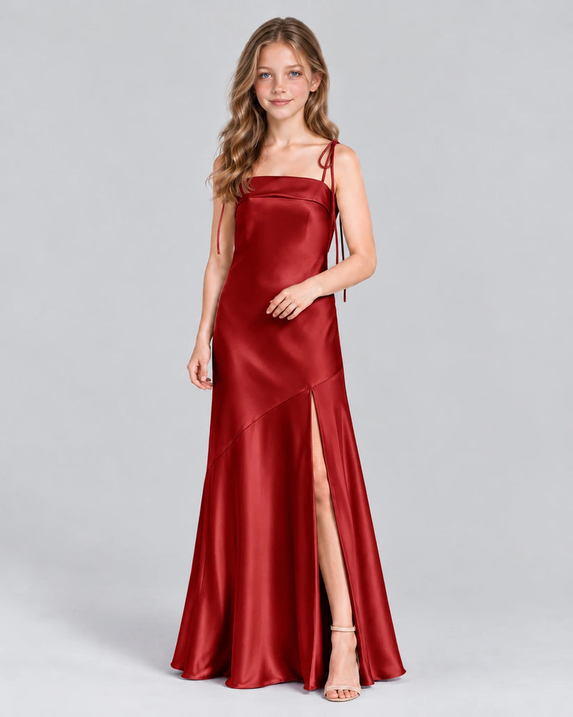 Burgundy A-line Junior Bridesmaid Dress Front