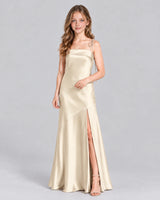 Champagne A-line Junior Bridesmaid Dress Front