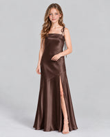 Chocolate A-line Junior Bridesmaid Dress Front