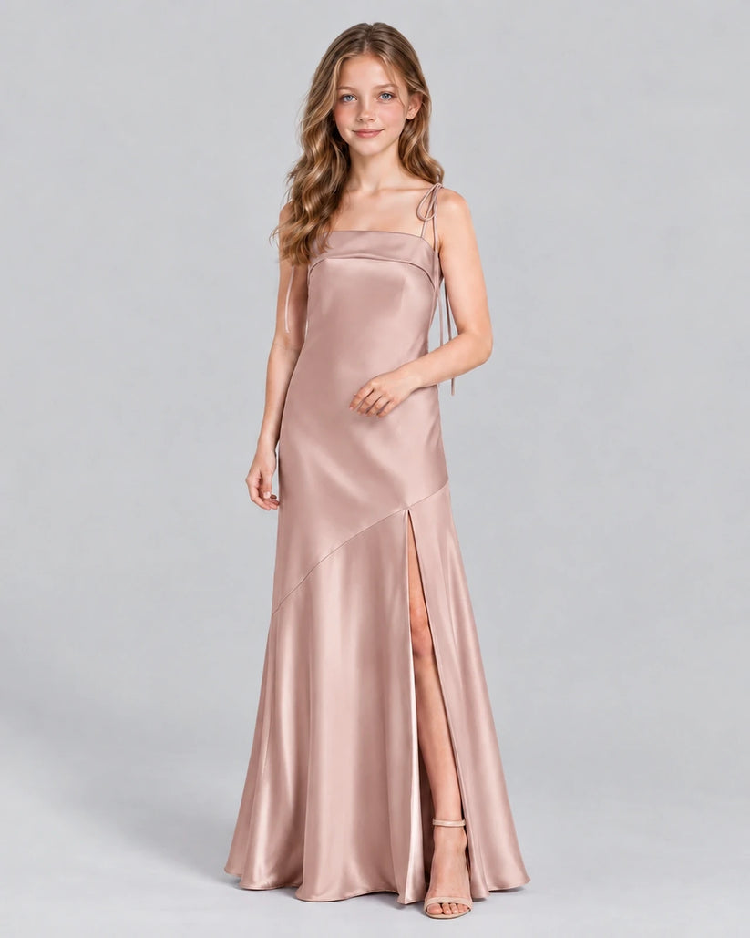 Dusty Rose A-line Junior Bridesmaid Dress Front