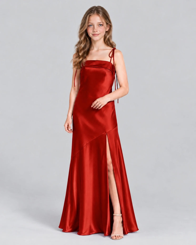 Red A-line Junior Bridesmaid Dress Front