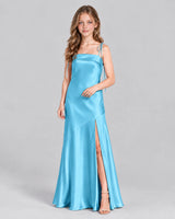 Sky Blue A-line Junior Bridesmaid Dress Front