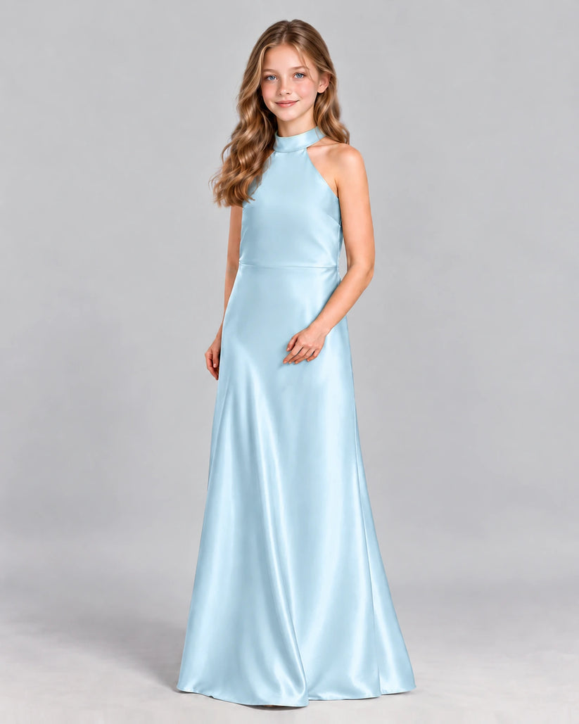 Baby Blue A-line Junior Bridesmaid Dress Front