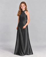 Black A-line Junior Bridesmaid Dress Front