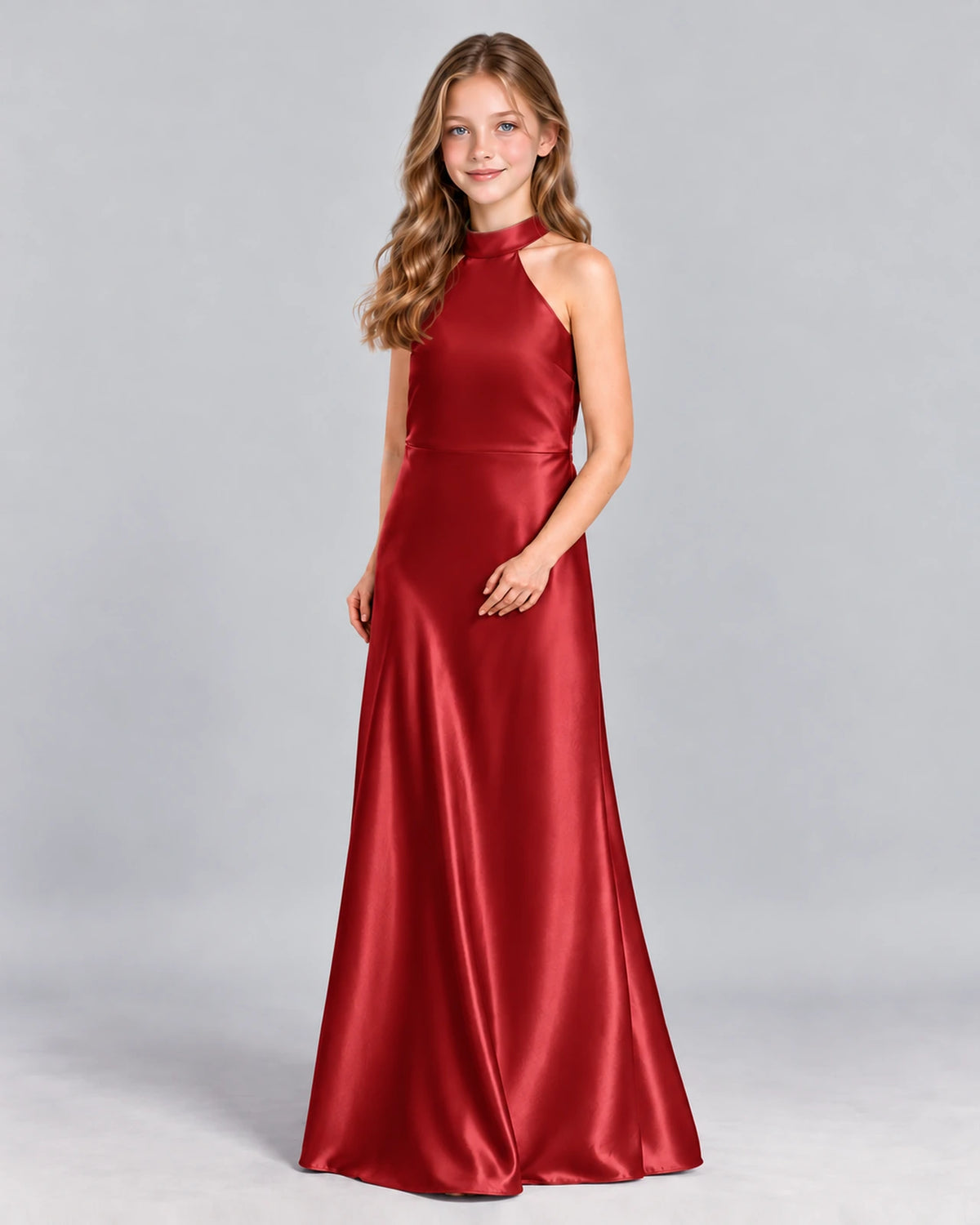 Burgundy A-line Junior Bridesmaid Dress Front