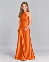 Burnt Orange A-line Junior Bridesmaid Dress Front