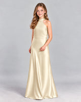 Champagne A-line Junior Bridesmaid Dress Front