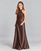Chocolate A-line Junior Bridesmaid Dress Front