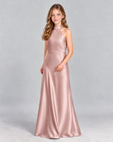 Dusty Rose A-line Junior Bridesmaid Dress Front