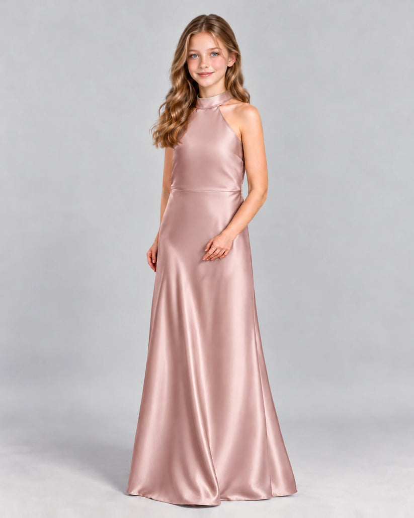 Dusty Rose A-line Junior Bridesmaid Dress Front