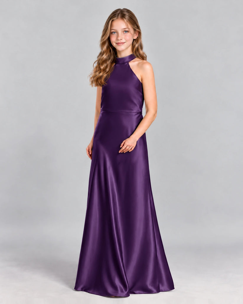 Grape A-line Junior Bridesmaid Dress Front