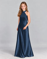 Navy Blue A-line Junior Bridesmaid Dress Front