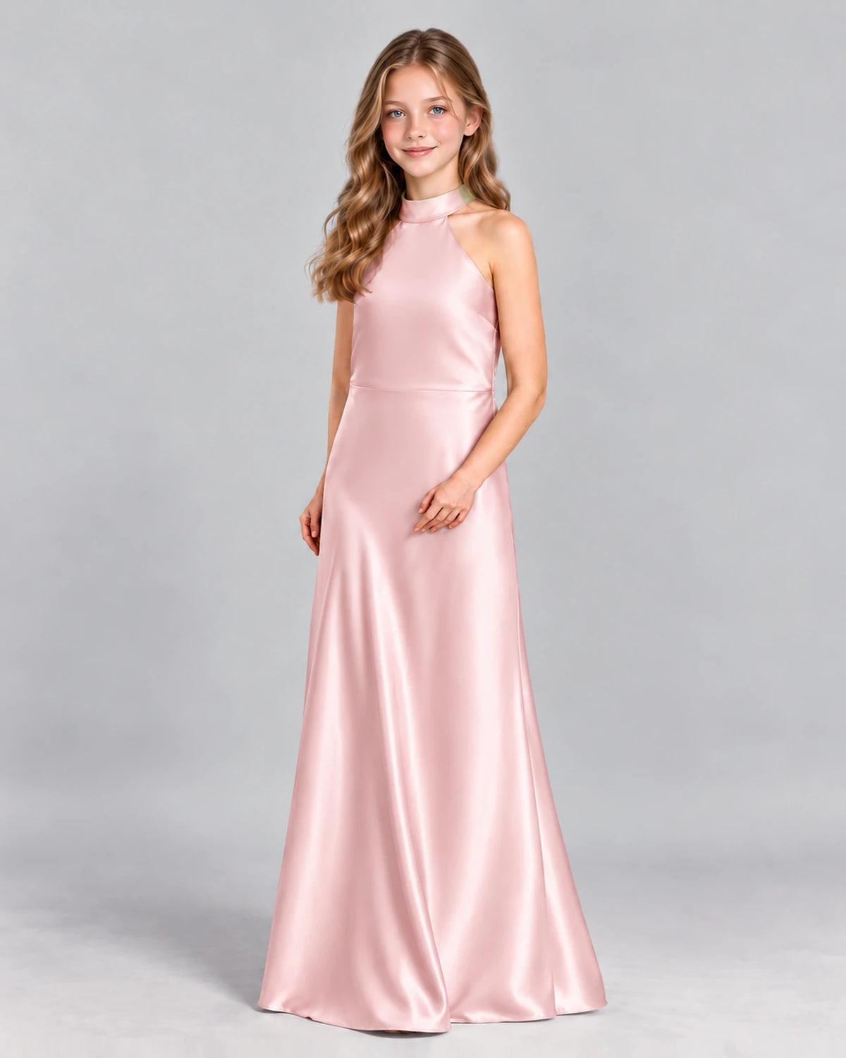 Pink A-line Junior Bridesmaid Dress Front
