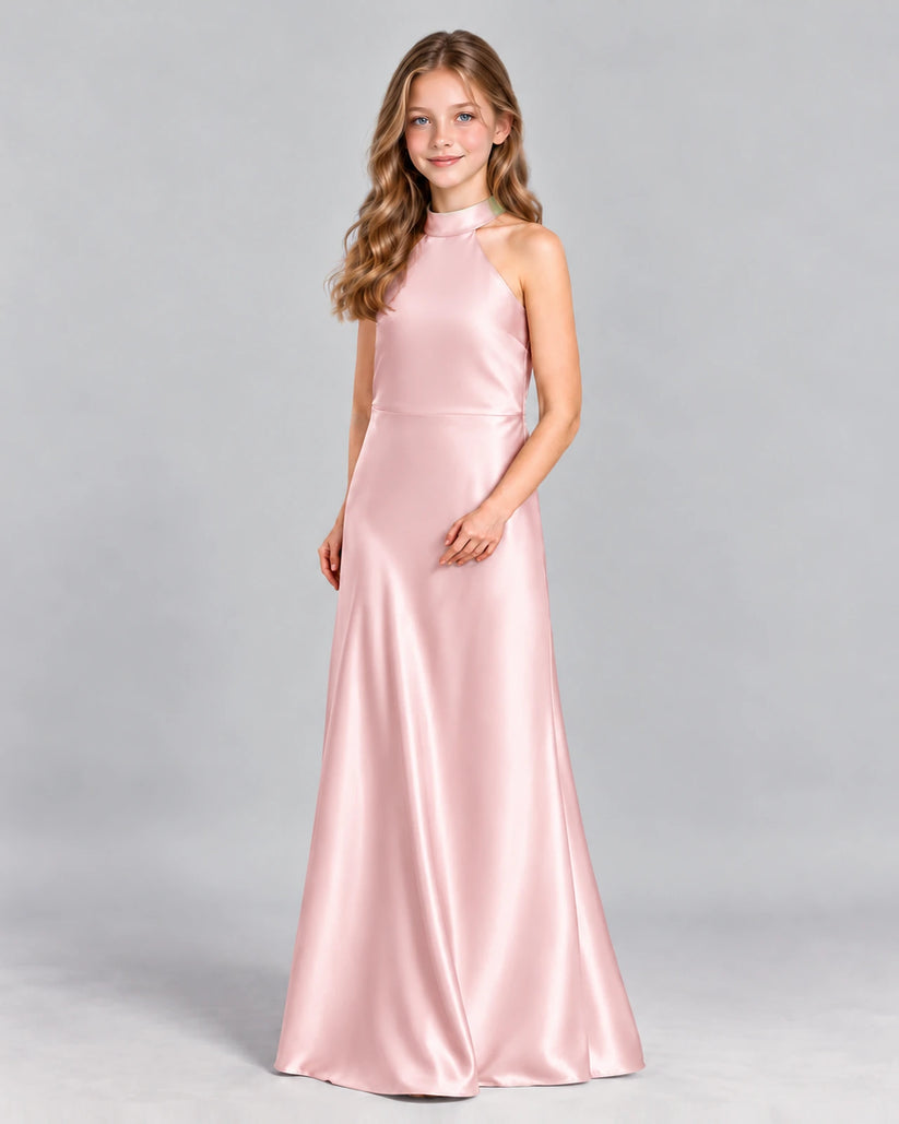 Pink A-line Junior Bridesmaid Dress Front