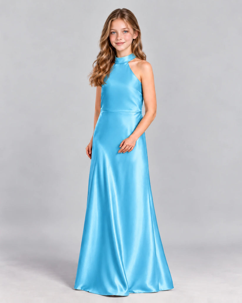 Sky Blue A-line Junior Bridesmaid Dress Front