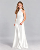 White A-line Junior Bridesmaid Dress Front