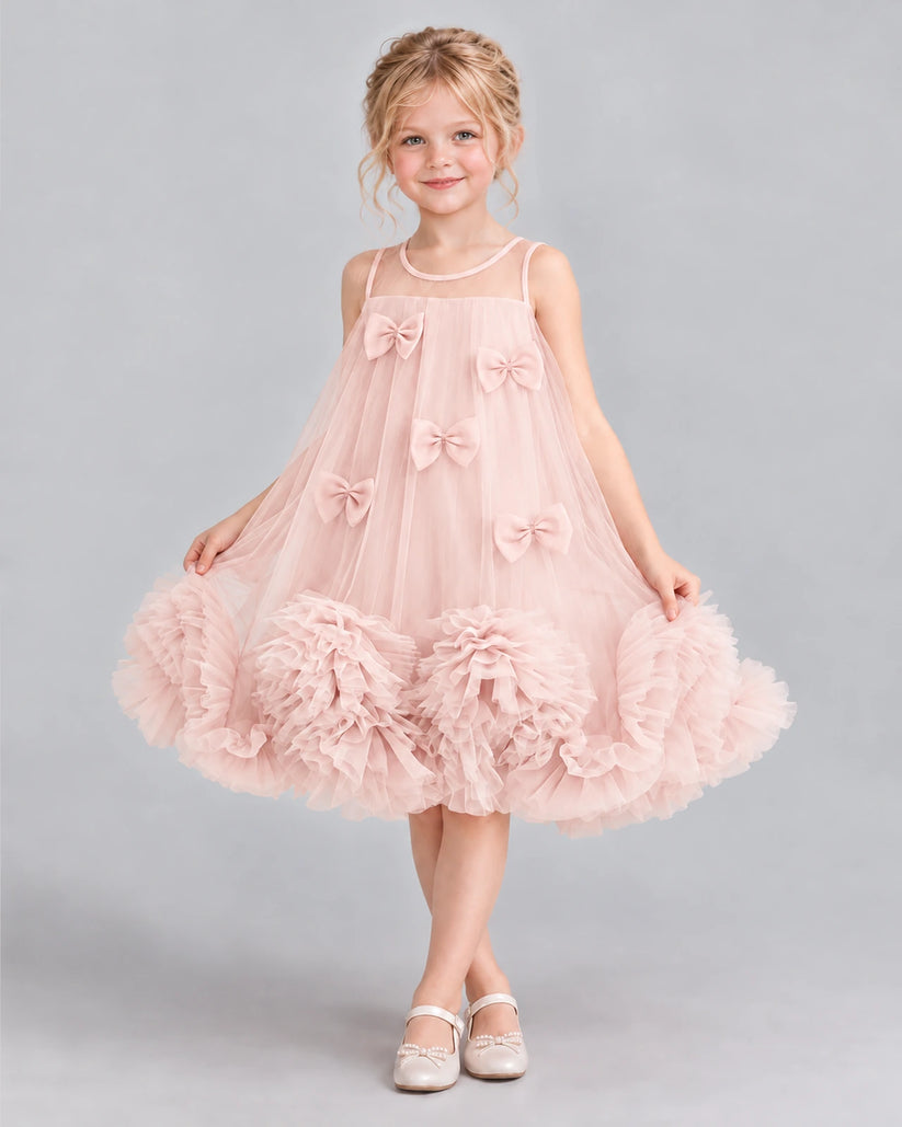 Blush Pink A-line Girls Formal Dress Front