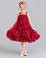 Burgundy A-line Girls Formal Dress Front