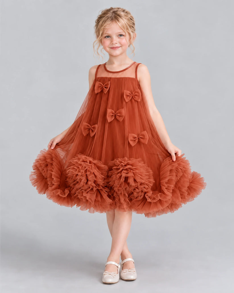 Burnt Orange A-line Girls Formal Dress Front