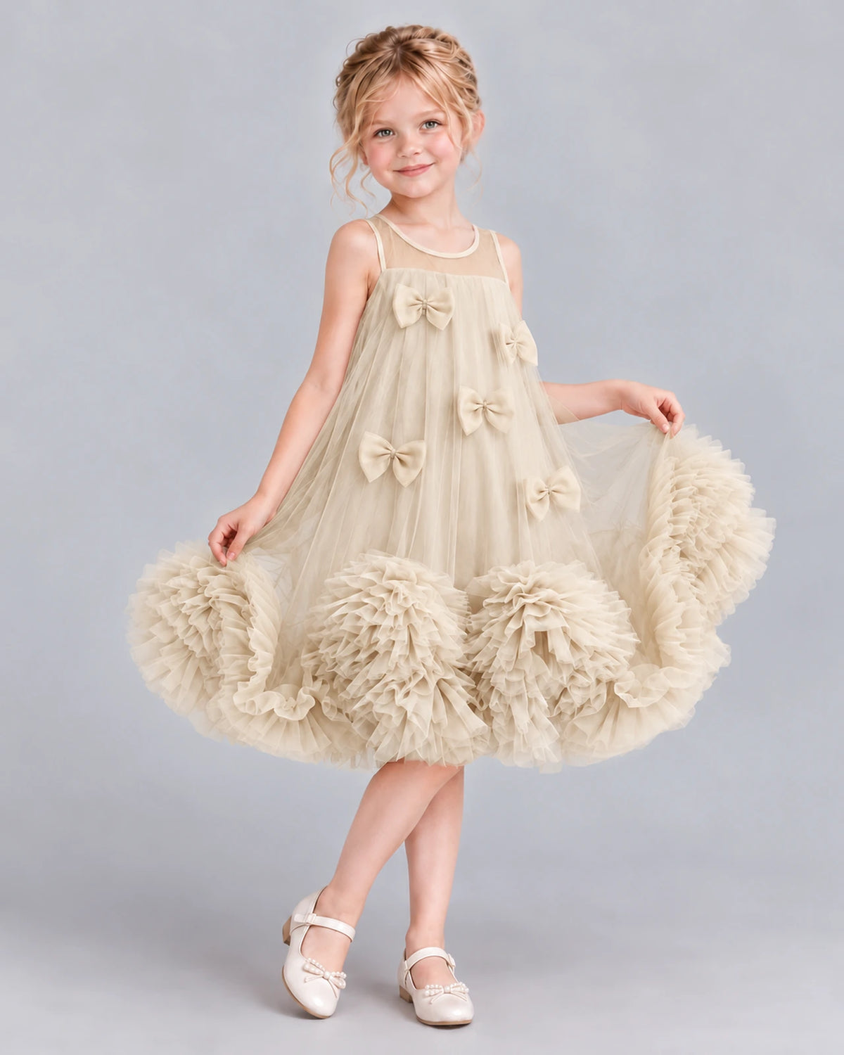 Champagne A-line Girls Formal Dress Pose [Shared]