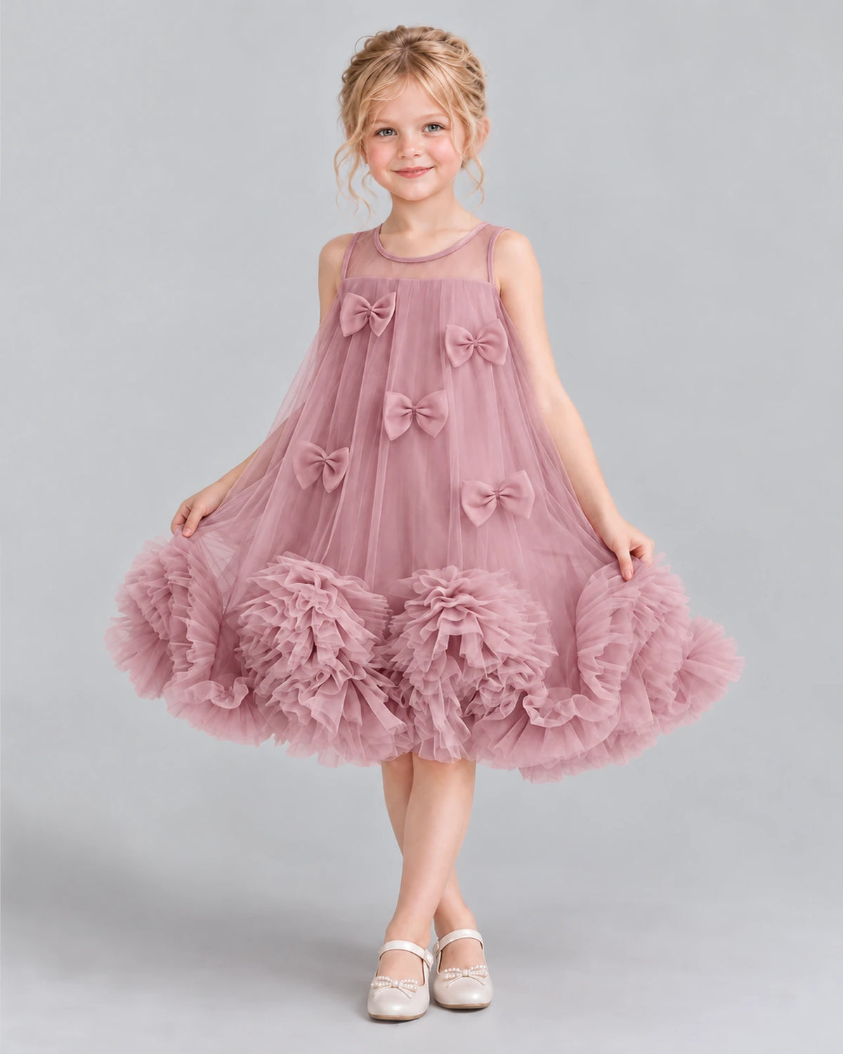 Dusty Rose A-line Girls Formal Dress Front