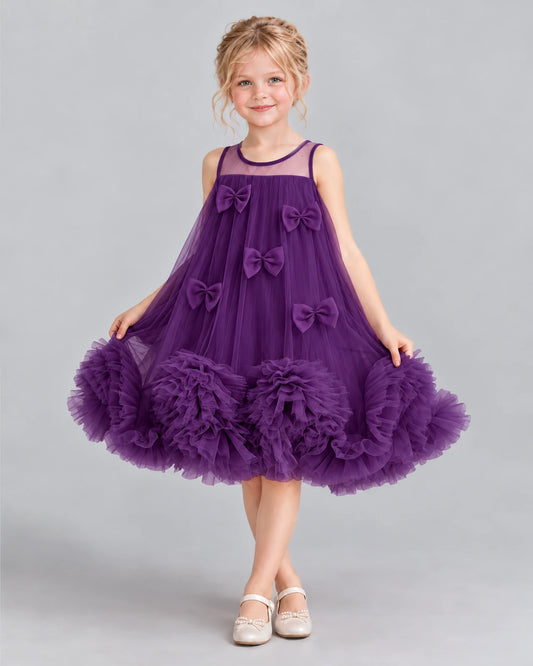 Grape A-line Girls Formal Dress Front