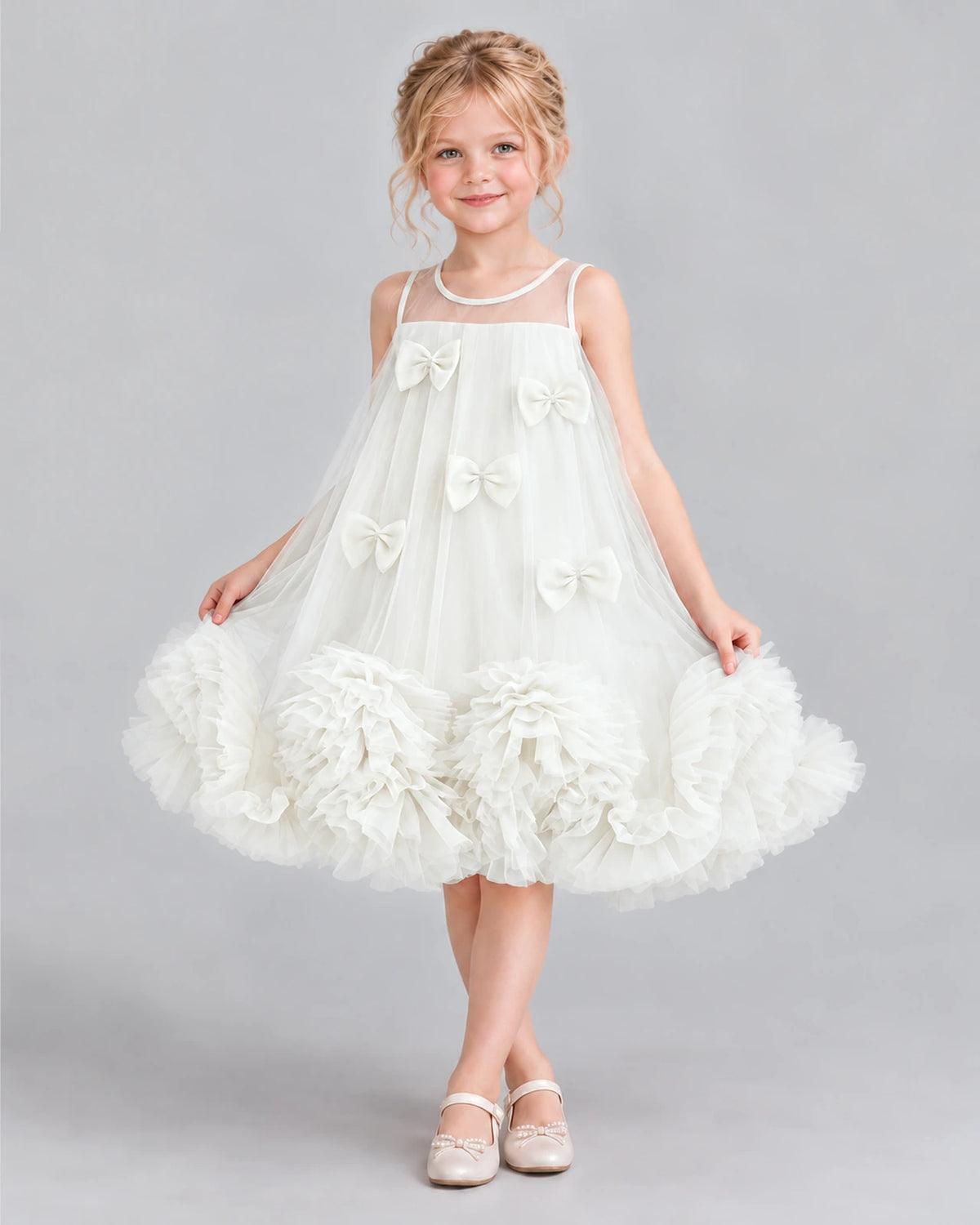 Ivory A-line Girls Formal Dress Front