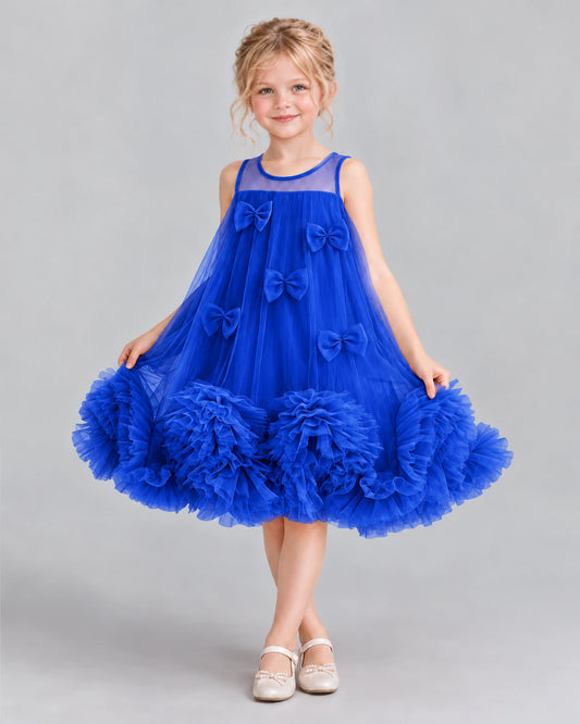Royal Blue A-line Girls Formal Dress Front