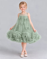 Sage Green A-line Girls Formal Dress Front