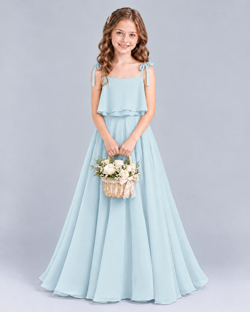 Baby Blue A-line Junior Bridesmaid Dress Front