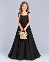 Black A-line Junior Bridesmaid Dress Front