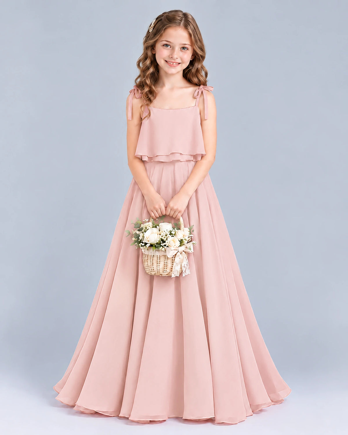 Blush Pink A-line Junior Bridesmaid Dress Front