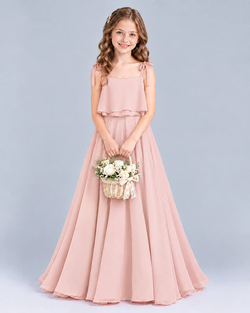 Blush Pink A-line Junior Bridesmaid Dress Front