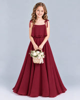 Burgundy A-line Junior Bridesmaid Dress Front